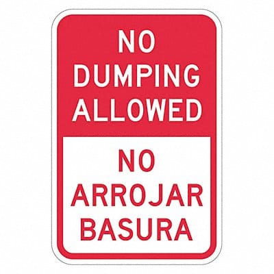 Rflctv No Dumping Allowed Sign 18x12in