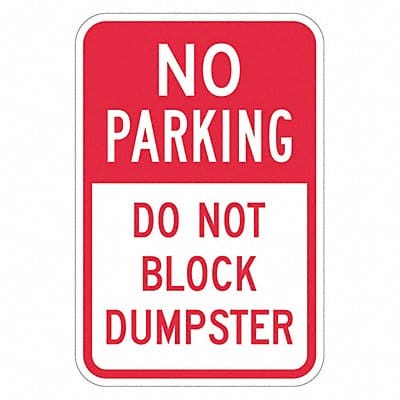 Dumpster No Parking Sign 18 x 12