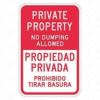 Rflctv No Dumping Prvt Prop Sign 18x12in