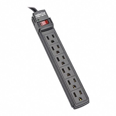 Power Strip 6-Outlet Black 6ft cord