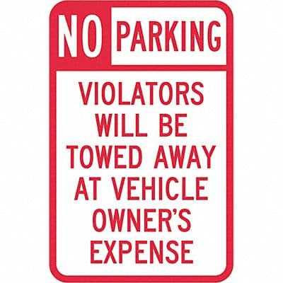 Tow Zone No Parking Sign 18 x 12