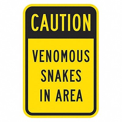 Rflctv Snakes Caution Sign 18x12in Alum