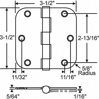 Butt Hinge Steel Satin Nickel PR