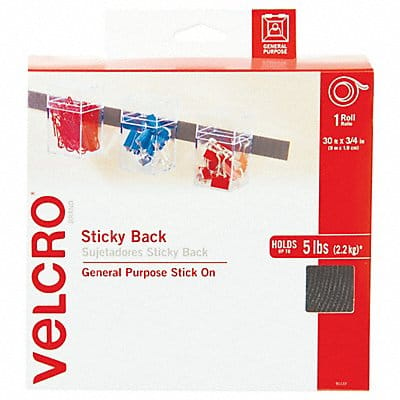 Sticky Back Fstnr Disp .75 x30ft Blk