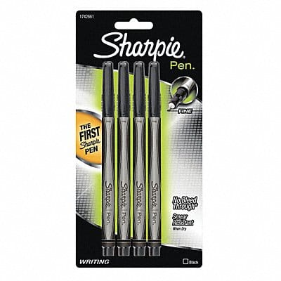 Sharpie Pen Plastic Point Black PK4