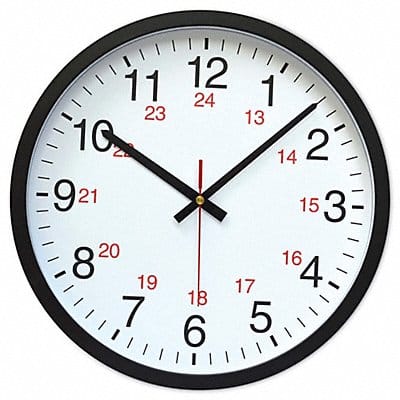 Round Wall Clock 24hr. Black 12.5