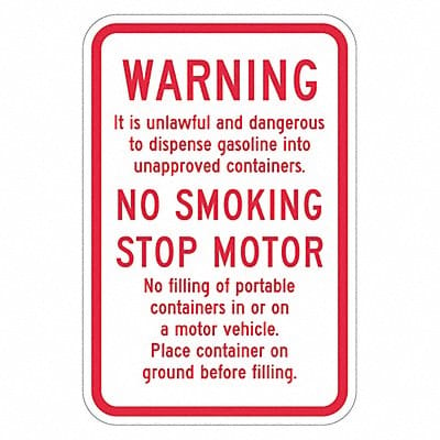 Rflctv Gasoline Warn Sign 18x12in Alum