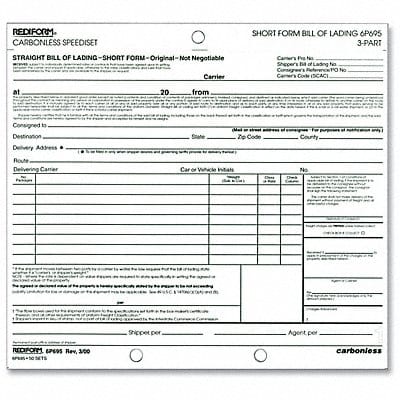 Bill of Lading Form 3-Part PK50