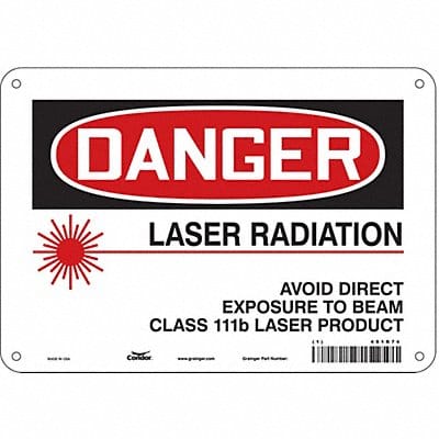 Laser Warning Sign 7 in x 10 in Aluminum