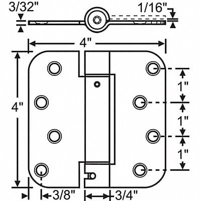 Butt Hinge Steel 125.0 lb Load Cap.