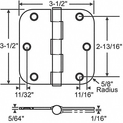 Butt Hinge Steel 100.0 lb Load Cap. PR