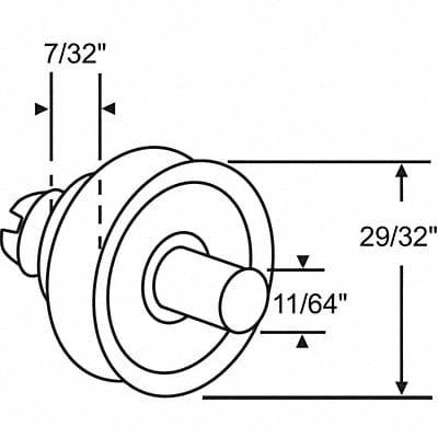 Drawer Roller/Axle 1/4 H