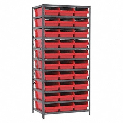 Steel Shelving 24x36x79 W/30 Bins Blue