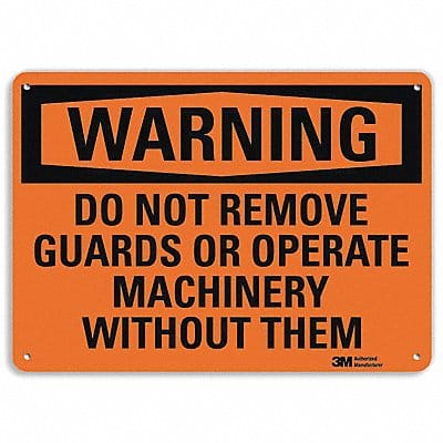 Warning Sign 10 in x 14 in Plastic