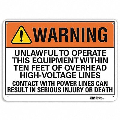 Warning Sign 7 in x 10 in Plastic