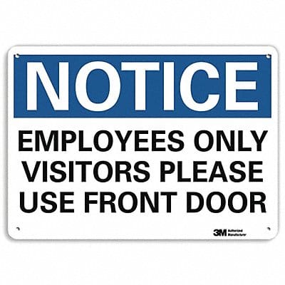 Notice Sign 10 in x 14 in Plastic