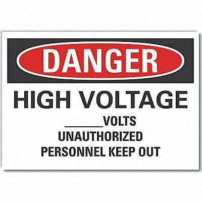 Danger Sign 7 in x 10 in Non-PVC Polymer