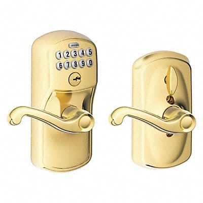 Electronic Lock Lever Handle Brass