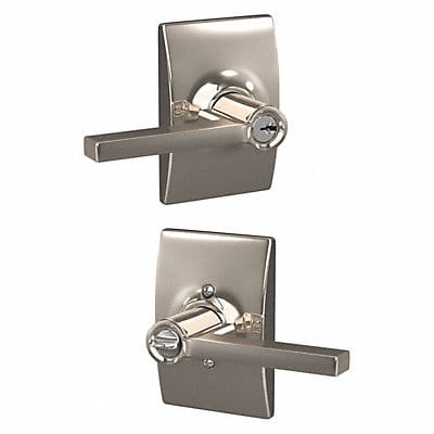 Lever Lockset Bright Nickel Entrance