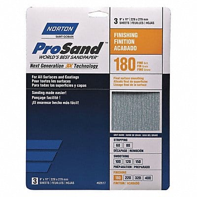 Sandpaper Sheet 11 in L 9 in W PK3