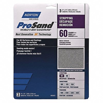 Sandpaper Sheet 11 in L 9 in W PK3