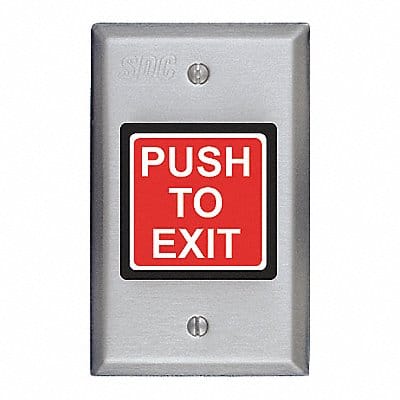 Push to Exit Button 2-7/8 inW DPDT Relay