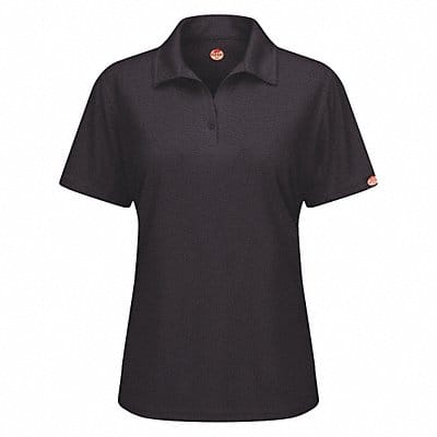 J2890 Short Sleeve Polo Womens L Black Button