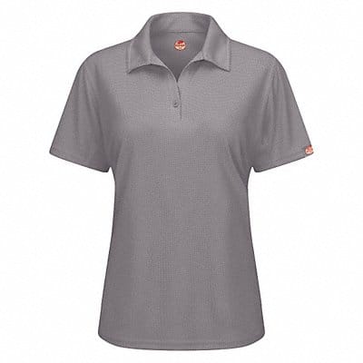 J2890 Short Sleeve Polo Womens L Gray Button