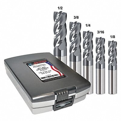 End Mill Set 5 pc Square Carbide