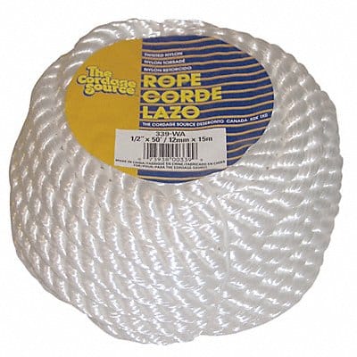 Rope 50ft Wht 4000lb. Nylon