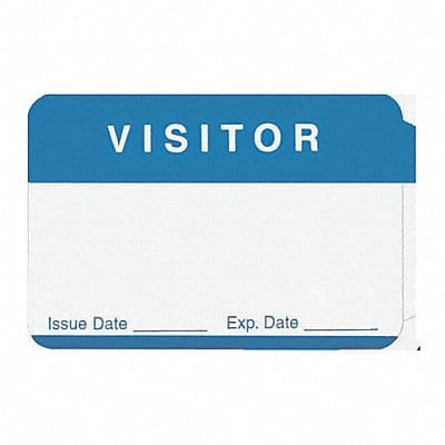 Blue Visitor Badge 2-3/8 in L PK100