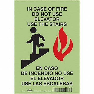 J9271 Safety Sign 10 in x 7 in Glow Vinyl