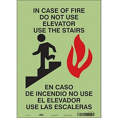 J9271 Safety Sign 14 in x 10 in Glow Vinyl