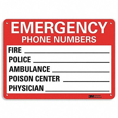 Emergency Sign 7 in x 10 in Aluminum