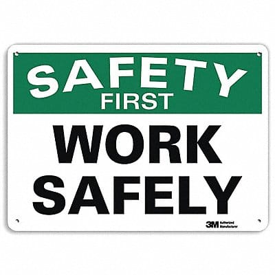 Safety First Sign 7 in x 10 in Aluminum