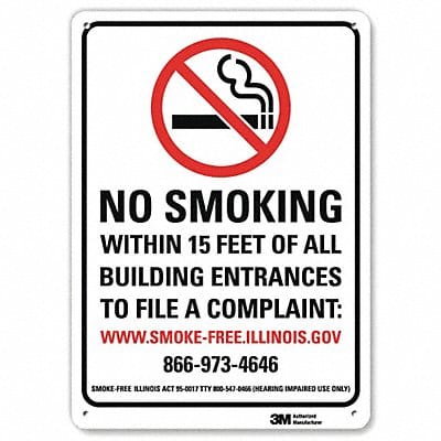 No Smoking Sign 14 inx10 in Aluminum