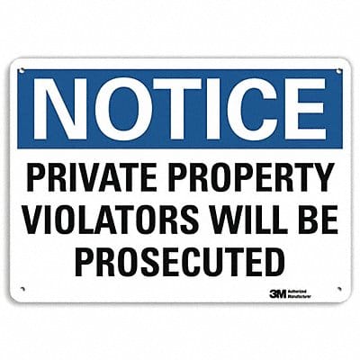 Notice Sign 7 in x 10 in Aluminum