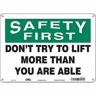 Safety Sign 10 in x 14 in Polyethylene