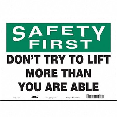 Safety Sign 10 in x 14 in Vinyl