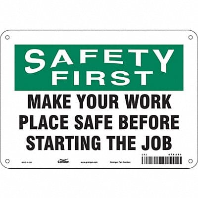 Safety Sign 7 in x 10 in Polyethylene