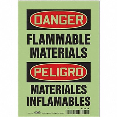 Safety Sign 10 in x 7 in Glow Vinyl