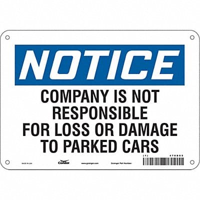 Parking Lot Damage Advisory Sign 7 x10