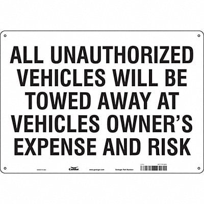 Vehicles Will Be Towed Sign White 14x20