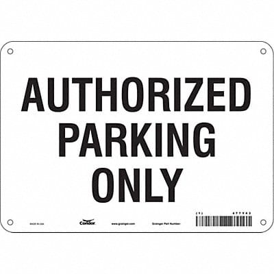 Authorized Parking Sign White 7 x 10