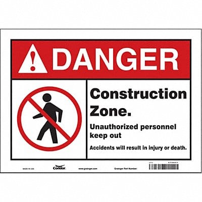 Safety Sign 10 in x 14 in Vinyl