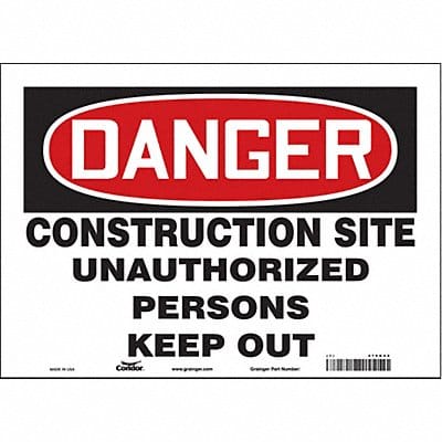 Safety Sign 10 in x 14 in Vinyl