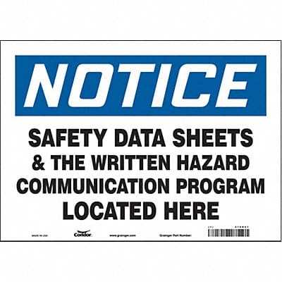 J9712 Safety Sign 10 inx14 in Vinyl