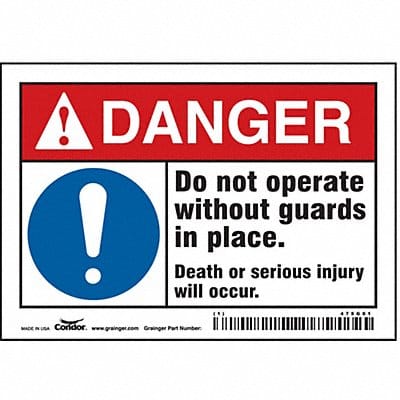 Safety Sign 3 1/2 inx5 in Vinyl