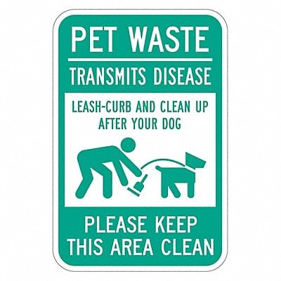 Rflctv Pet Waste Sign 18x12in Aluminum