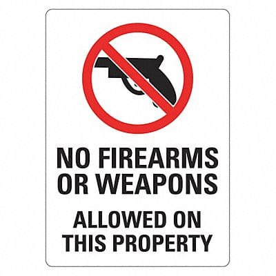 Rflctv Weapons Notice Sign 14x10in Alum